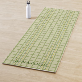 Tapete De Yoga xadrez verde com nome clássico design Yoga Mat