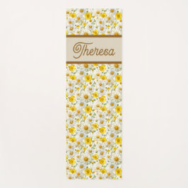 Tapete De Yoga Yellow Wildflowers Pattern Monogram Name