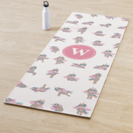 Tapete De Yoga Yoga Divertido Unicórnio Possui Monograma Rosa