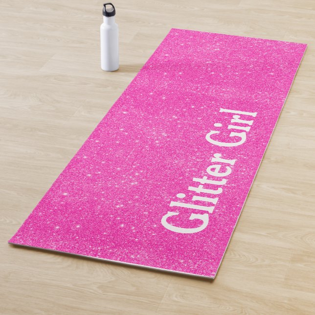 Tapete De Yoga Yoga Glitter Girl Hot Pink Personaliza Sparkle (In Situ)
