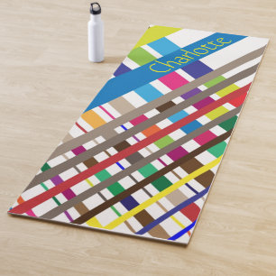Tapete De Yoga Yoga Mat de Linhas Diagonais Multicolores