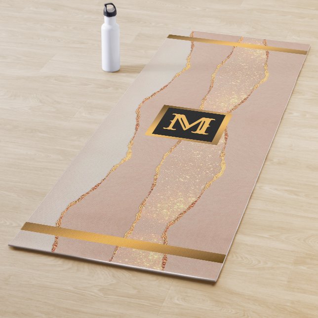 Tapete De Yoga Yoga Mat do Luxo Glitter Dourado Monogramas (In Situ)