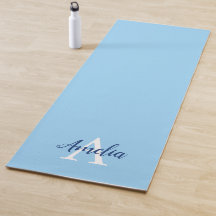 Yoga Mat do Script do Monograma Azul Calm
