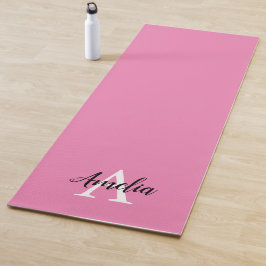 Tapete De Yoga Yoga Mat do Script Monograma Rosa