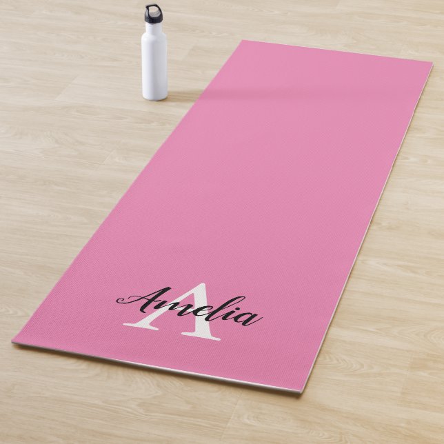 Tapete De Yoga Yoga Mat do Script Monograma Rosa (In Situ)