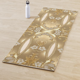 Tapete De Yoga Yoga Mat Floral do Ornamentado Dourado