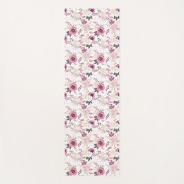 Tapete De Yoga Yoga Mat Floral Rosa e Cinza - Na moda