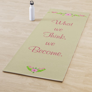 Tapete De Yoga Yoga Mat Floral Rosa e Verde Nostálgico