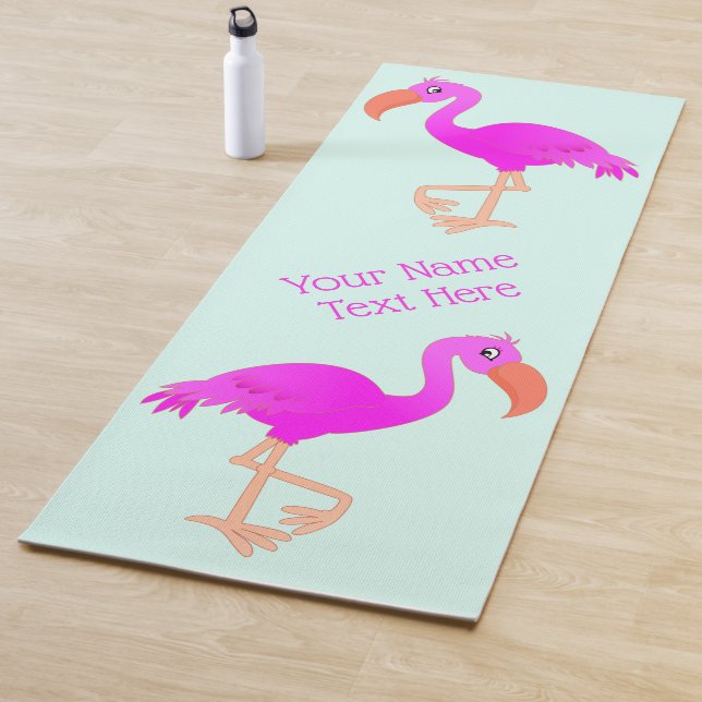 Tapete De Yoga Yoga Mat Gift - Flamingos Rosa - Seu Nome De Texto (In Situ)