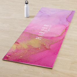 Tapete De Yoga Yoga Mat - Nome Personalizado Cor-de-Rosa Elegante