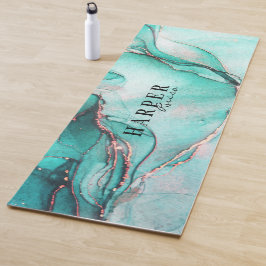 Tapete De Yoga Yoga Mat Personalizado do Glitter Azul Elegante