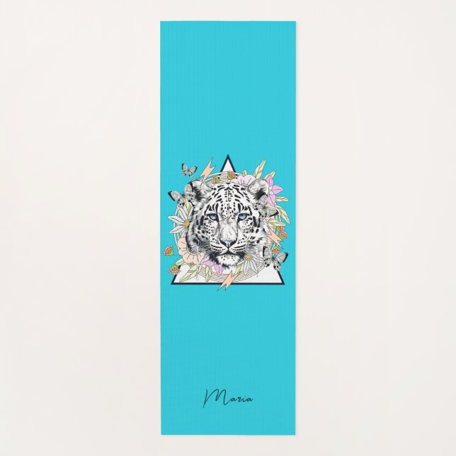 Tapete De Yoga Yoga Mat Personalizado Nome White Tiger (Frente)
