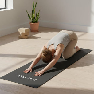 Tapete De Yoga Yoga Mat Preto e Monograma Personalizado