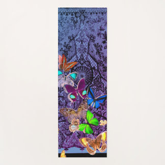 TAPETE DE YOGA YOGA MAT PRETO LACE E BOTTERFLIOS PERSONALIZADOS I