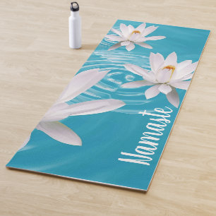 TAPETE DE YOGA YOGA MEDITATION NAMASTE WHITE LOTUS EM AZUL