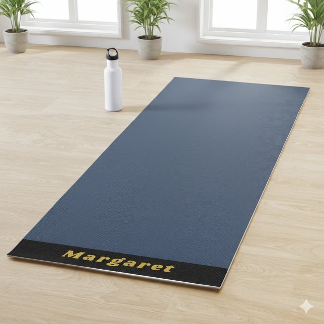 Tapete De Yoga Yoga Modern Mat Azul com seu nome em estilo (Blue Yoga Modern Mat with Your Name in Style)