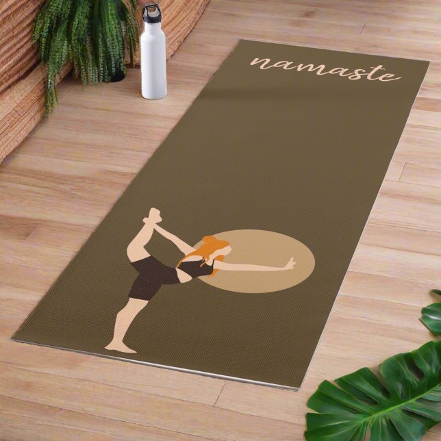 Tapete De Yoga Yoga Women Exercise Possui Namaste Yogi Brown (Criador carregado)
