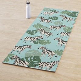 Tapete De Yoga Zebra Monstera Pattern