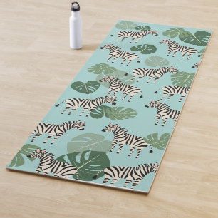 Tapete De Yoga Zebra Monstera Pattern