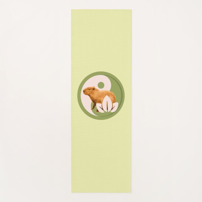 Tapete De Yoga Zen Capivara Yin Yang Natureza Pacífica (Frente)