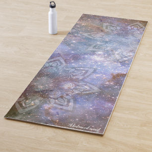 Tapete De Yoga Zen do Universo Mandala Azul