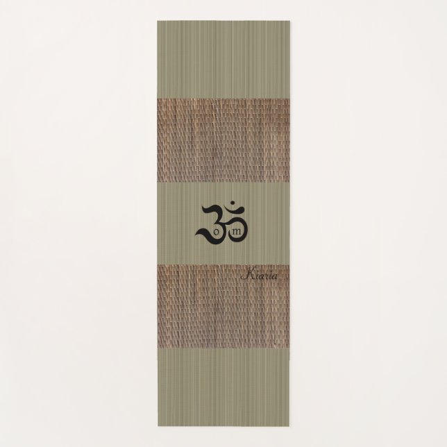 Tapete De Yoga Zen Om green tatami impressão rustic name (Frente)