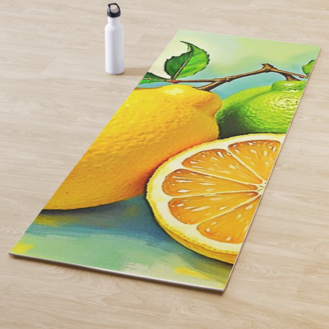 Tapete De Yoga Zesty Citrus Burst of Sunshine Design (In Situ)