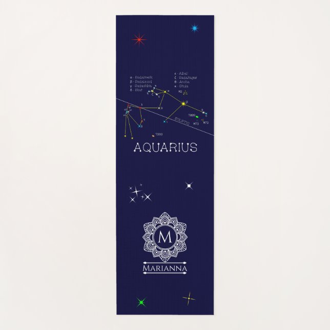Tapete De Yoga Zodiac Constelação Aquarius (Frente)