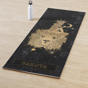 Tapete De Yoga Zodiac Goddese Astrologia de Leão Dourado Cósmic