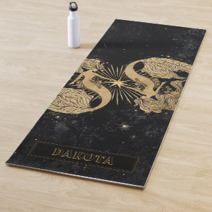 Tapete De Yoga Zodiac Goddese Astrologia de Peixes Dourados cós