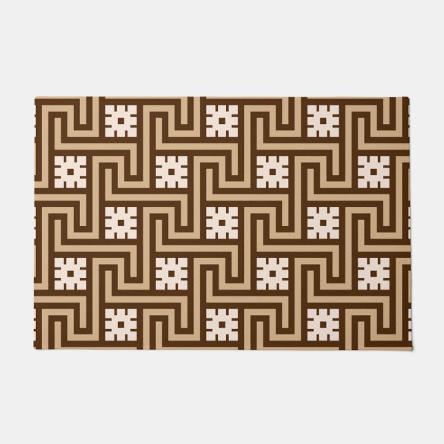 Tapete Deco Greek Key, Taupe Bege e Marrom (Frente)