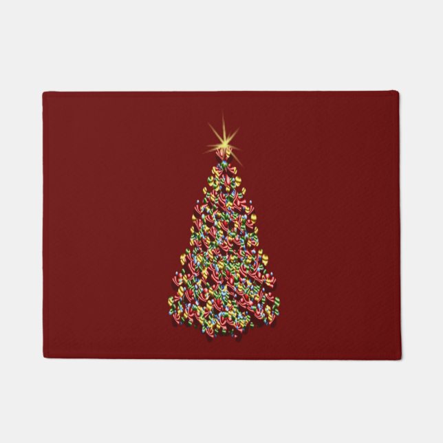 Tapete Decoração de Férias Vermelhas da Árvore de Natal b (Frente)