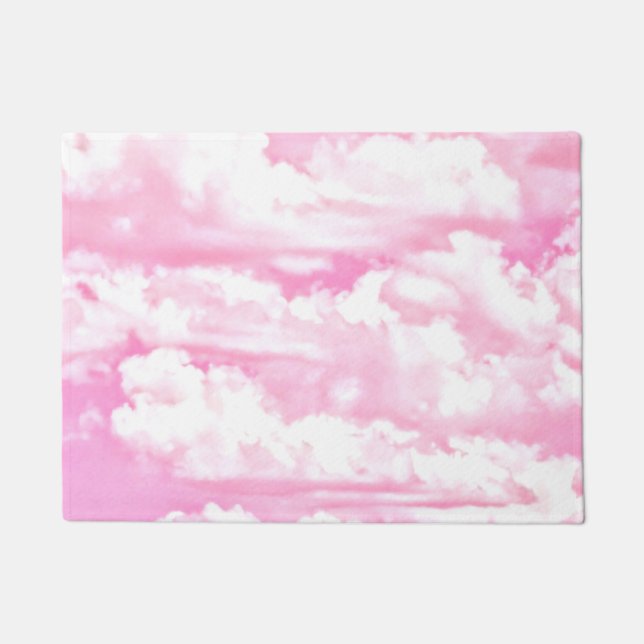 Tapete Decoração de Nuvens Felizes Rosa Bebê (Frente)