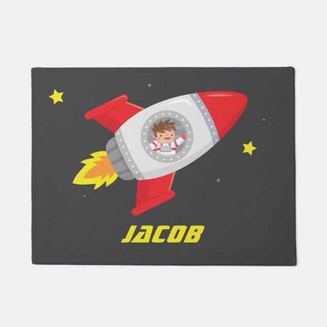 Tapete Decoração de quarto infantil com foguete espacial  (Frente)