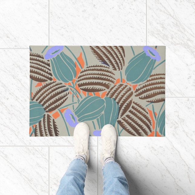 Tapete Decoração Floral Moderna Boho em Azul Turquesa e L (Interior)