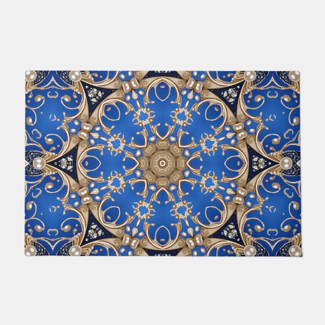 Tapete Decorativo Azul Dourado (Frente)