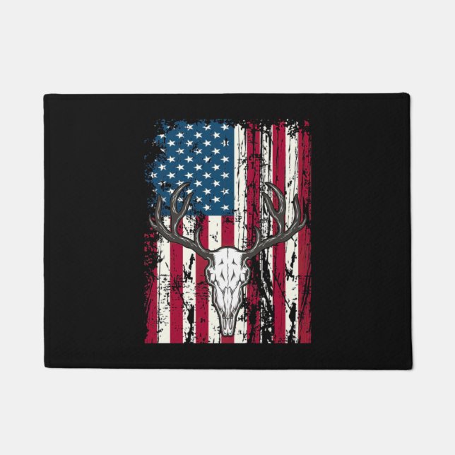 Tapete Deer Head Skull Hunting American Flag (Frente)