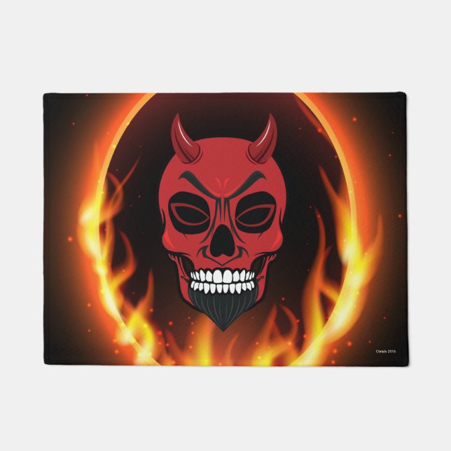 Tapete Demônio Demônio Caveira Skeleton Door Mat (Frente)