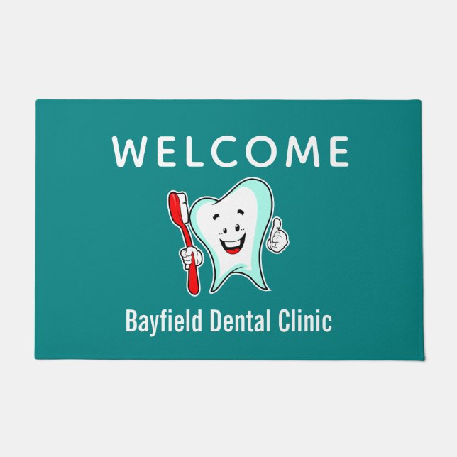 Tapete Dente feliz com cuidado dentário bem-vindo (Frente)