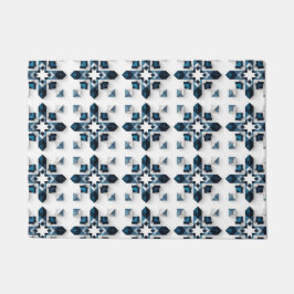 Tapete Desenho Abstrato Geométrico em Azul e Branco