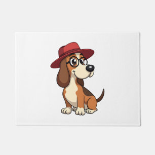 Tapete Desenho Animado de Basset Hound Antigo em Chapéu V
