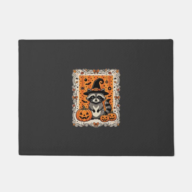 Tapete Desenho de Abóbora de Halloween de Guaxinim Assust (Frente)