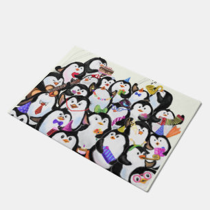 Tapete Desenho de Cartoon do Partido dos Pinguins Feliz -