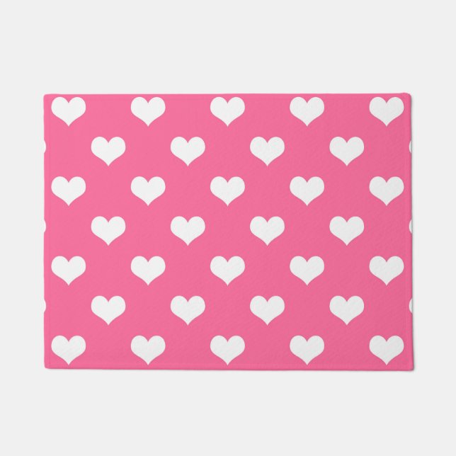 Tapete Desenho de Corações Lindos Rosa Branco (Frente)