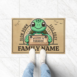 Tapete Desenho de tartaruga personalizável para famílias 
