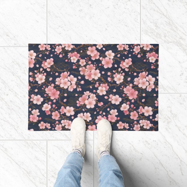 Tapete Desenho Refinado da Flor de Sakura Japonesa (Interior)