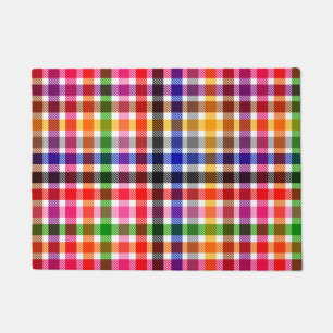 Tapete Desenho Xadrez Tártan em Twill Colorido Branco
