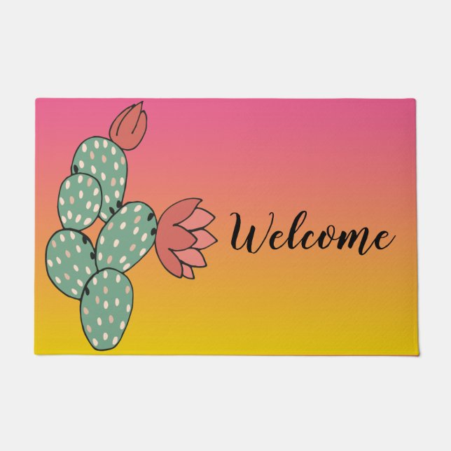 Tapete Desert Sunrise Cactus Welcome Mat (Frente)