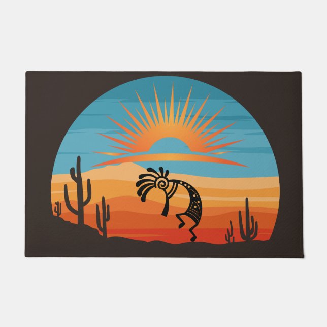 Tapete Deserto Sudoeste Sun Kokopelli Doormat (Frente)