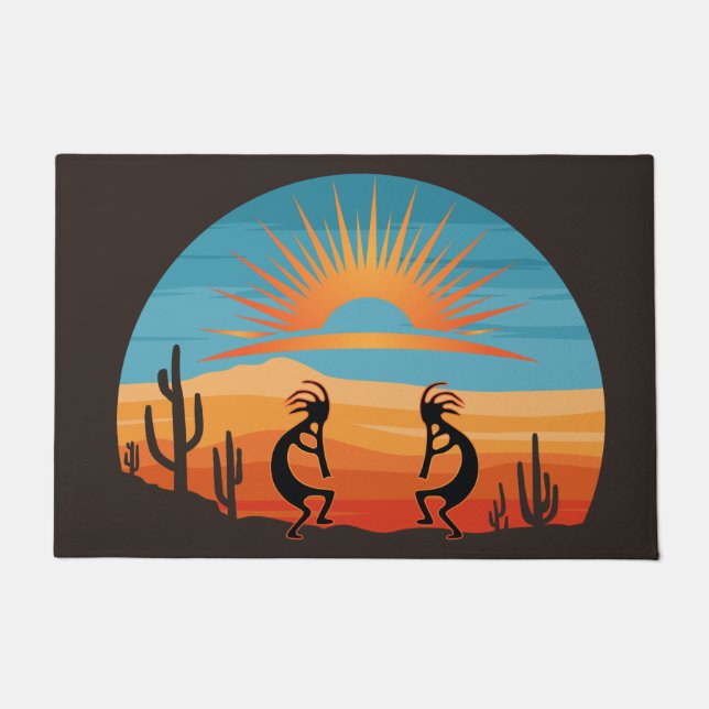 Tapete Deserto Sudoeste Sun Kokopelli Doormat (Frente)